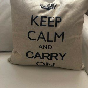 Shabby “KEEP CALM AND CARRY ON” DOWN PILLOW Chic